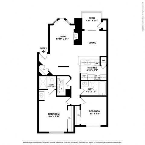 this floor plan is an approximation of our 1 bedroom floor plan
